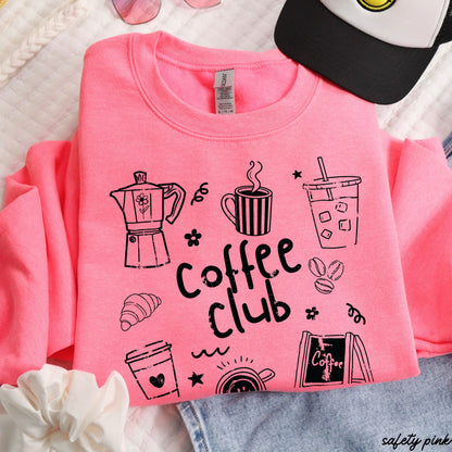 Coffee Club Doodle Sweatshirt *10 Colors (S-3X) Chloe Vs Tank The Boutique