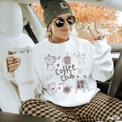 Coffee Club Doodle Sweatshirt *10 Colors (S-3X) Chloe Vs Tank The Boutique