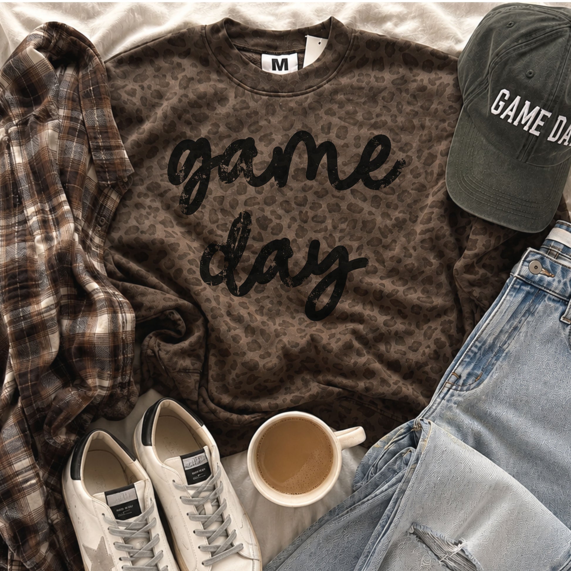 Leopard Cursive Game Day Sweatshirt *LEOPARD (S-3X) Chloe Vs Tank The Boutique