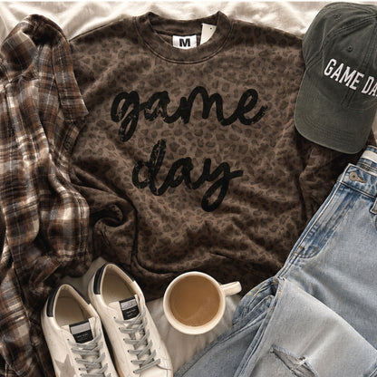 Leopard Cursive Game Day Sweatshirt *LEOPARD (S-3X) Chloe Vs Tank The Boutique