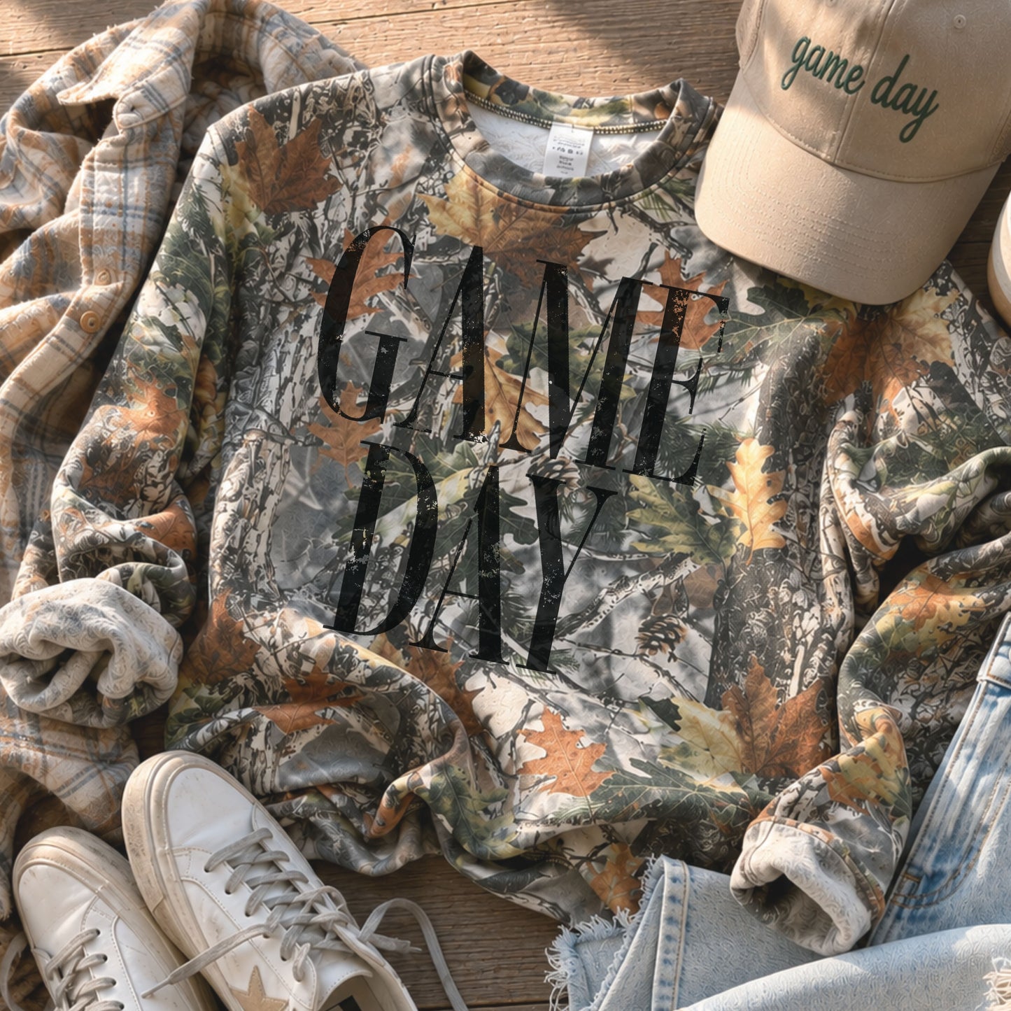 Camo Game Day Varsity Sweatshirt *CAMO (S-3X) Chloe Vs Tank The Boutique