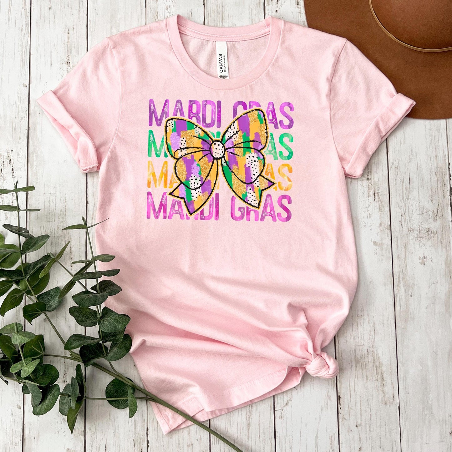 Mardi Gras Shirt - Purple Green Gold Coquette Bow Tee | New Orleans Carnival Outfit Joyful Moose