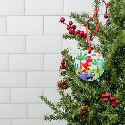 Dinosaur ornament, Personalized Gift for dinosaur lovers, Dinosaur Christmas Ornament, stocking stuffers for boys Joyful Moose