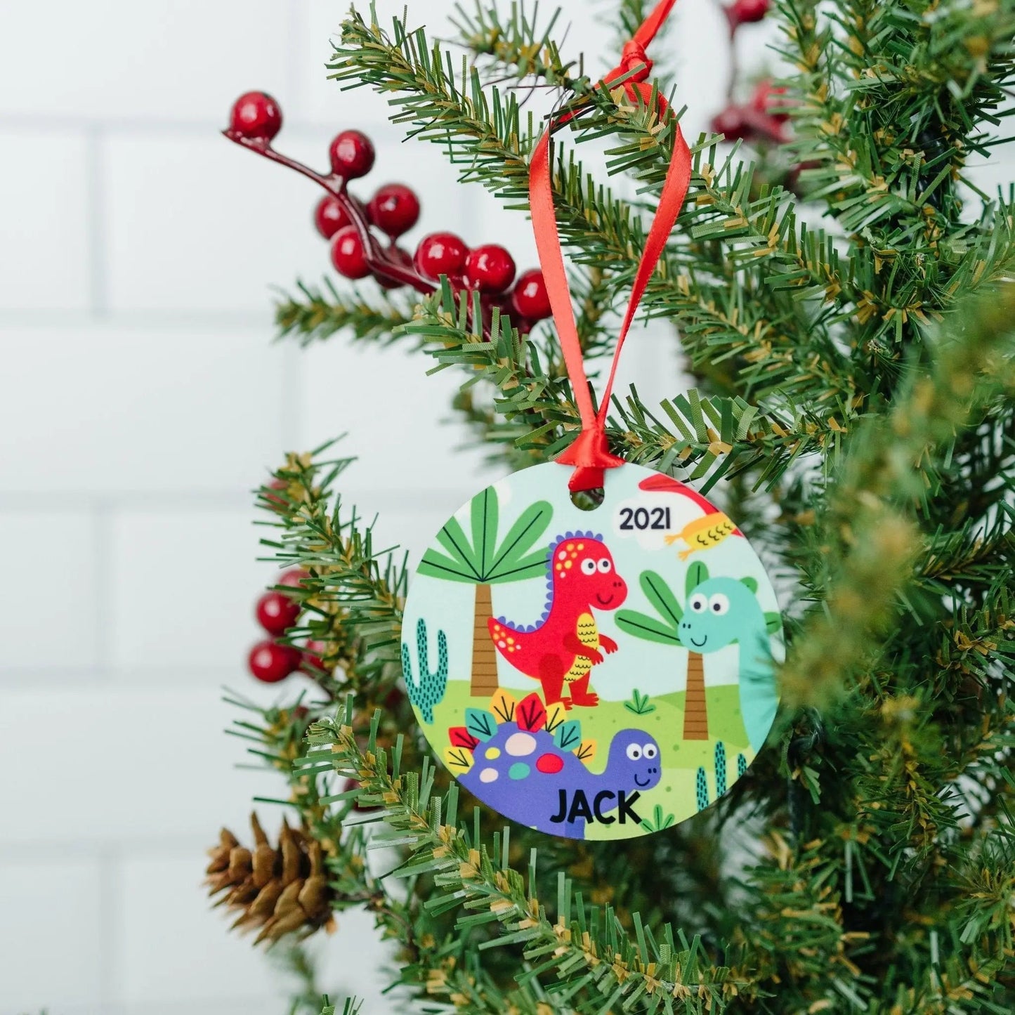 Dinosaur ornament, Personalized Gift for dinosaur lovers, Dinosaur Christmas Ornament, stocking stuffers for boys Joyful Moose