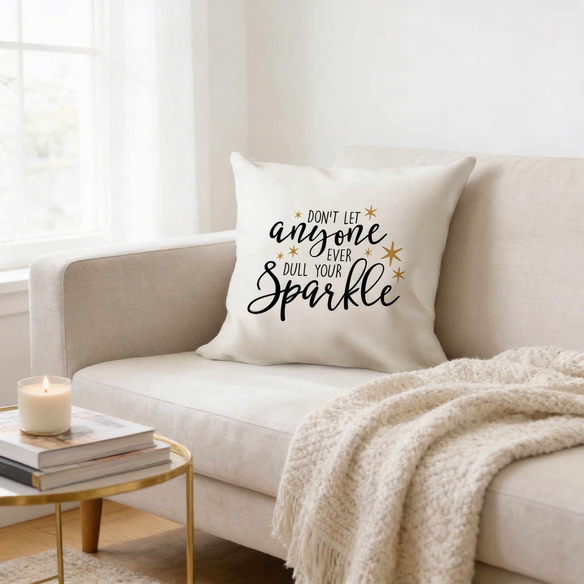 Throw Pillow Gift - Motivational Pillow Cover With Black & Gold Quote, Twill Canvas Joyful Moose