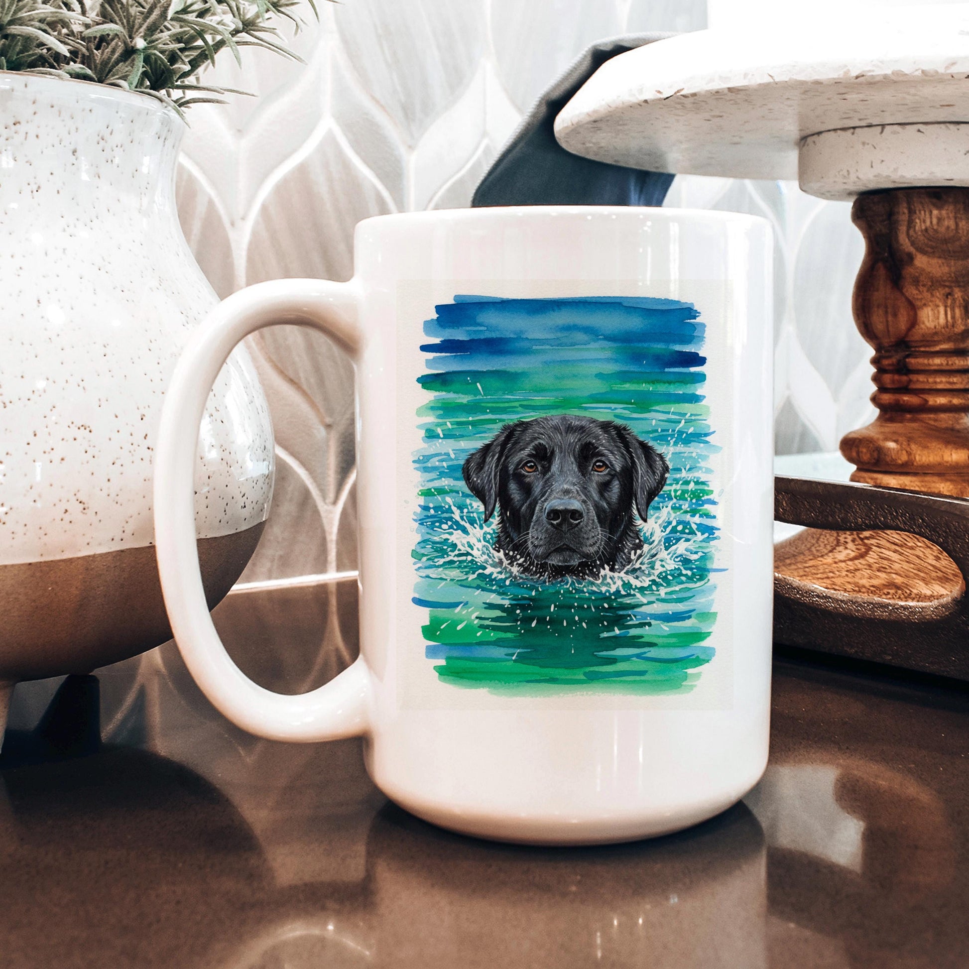 Black Labrador Mug - Watercolor Dog Lover Coffee Cup | Lab Owner Gift Joyful Moose