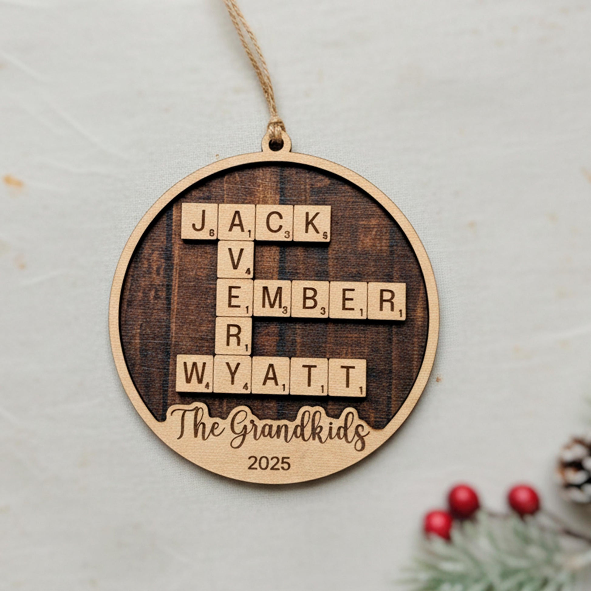 Personalized Christmas Ornament – Grandkids Names Keepsake | Gift for Grandparents Joyful Moose