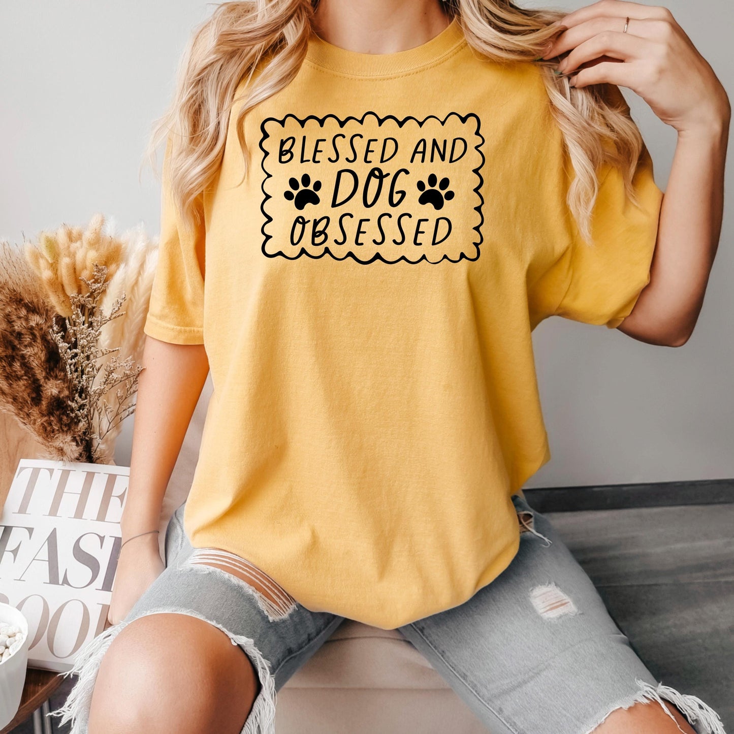 Dog Lover T-Shirt - Blessed & Dog Obsessed Comfort Colors Tee With Paw Prints Joyful Moose