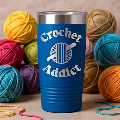 Insulated Travel Mug - 20 oz Engraved Tumbler With Double Wall Insulation For Crochet Lovers Joyful Moose