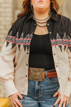 Saddie's Aztec Pearl Snap Plus Size Wild Cactus Boutique