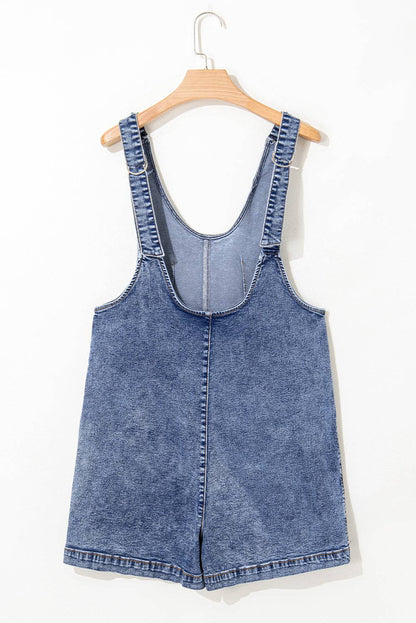 Denim Sleeveless Patched Pocket Romper Thread & Co. Boutique, LLC