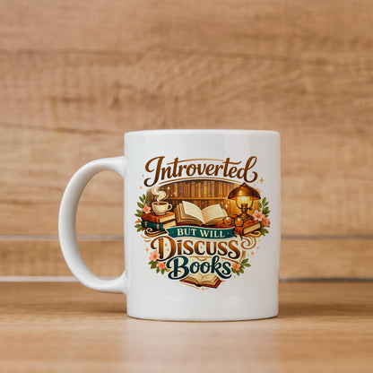 Introverted Book Lover Mug – Colorful Ceramic Coffee Cup with Witty Quote Joyful Moose