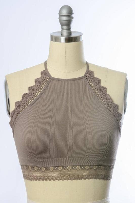 Light Of The Moon Crochet Trim Bralette - Mocha Wild Cactus Boutique