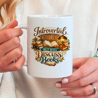 Introverted Book Lover Mug – Colorful Ceramic Coffee Cup with Witty Quote Joyful Moose