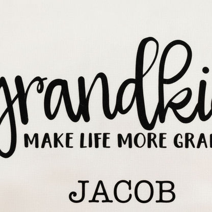 Personalized Pillow Cover - Grandkids Make Life Grand - Christmas Gift for Grandma - Throw Pillow Personalized with Grandchildrens Names Joyful Moose