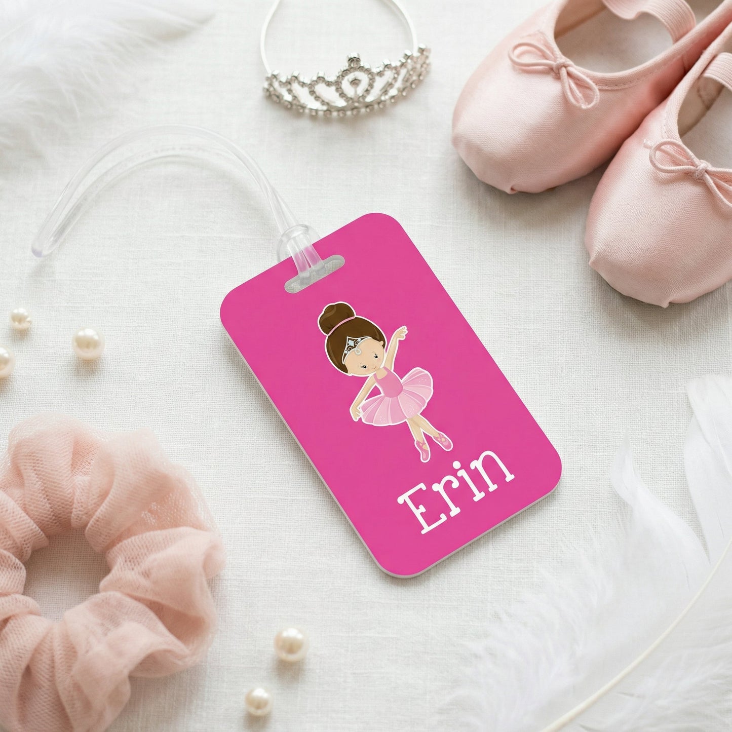 Ballet Bag Tag – Pink Girls Luggage Tag | Custom Ballerina Backpack ID Label Joyful Moose