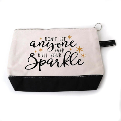 Inspirational Cosmetic Bag - Zipper Pouch - Pencil Case - Gold Sparkle Joyful Moose