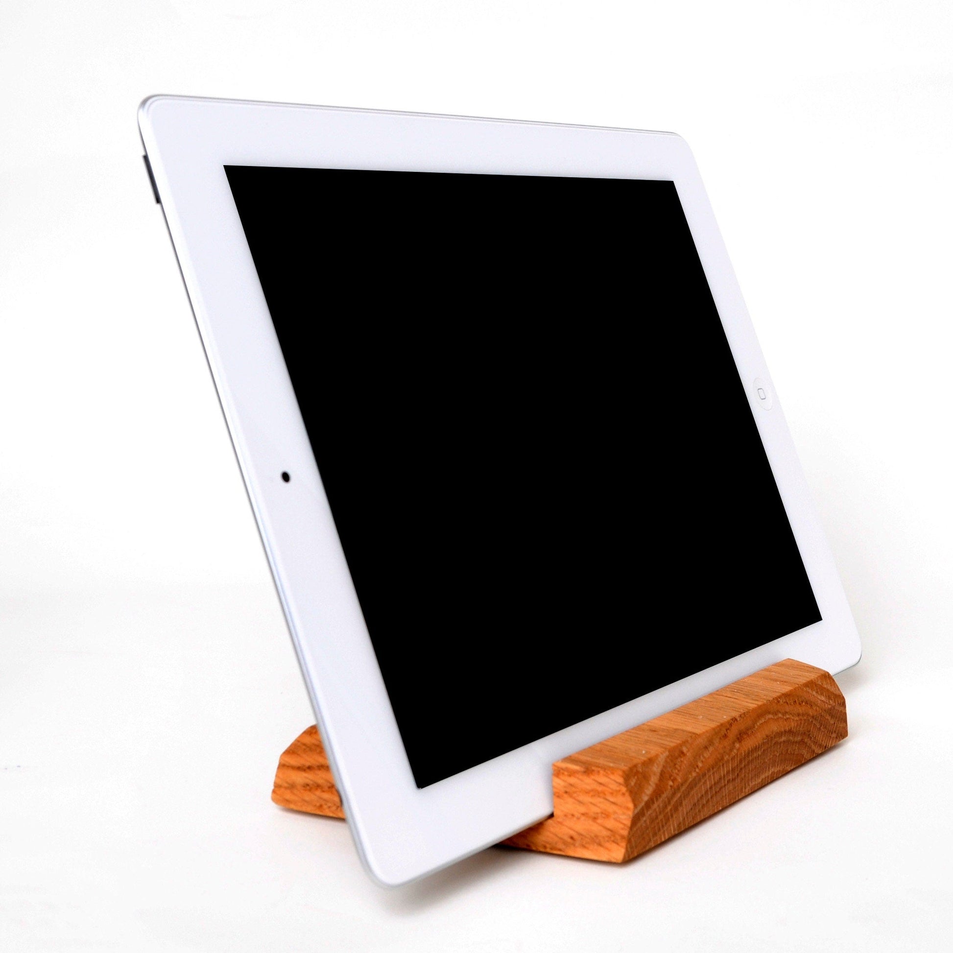 Wood iPad Stand - Custom Monogram Engraved Tablet Holder & Charging Station Dock Joyful Moose