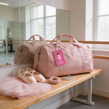 Ballet Bag Tag – Pink Girls Luggage Tag | Custom Ballerina Backpack ID Label Joyful Moose