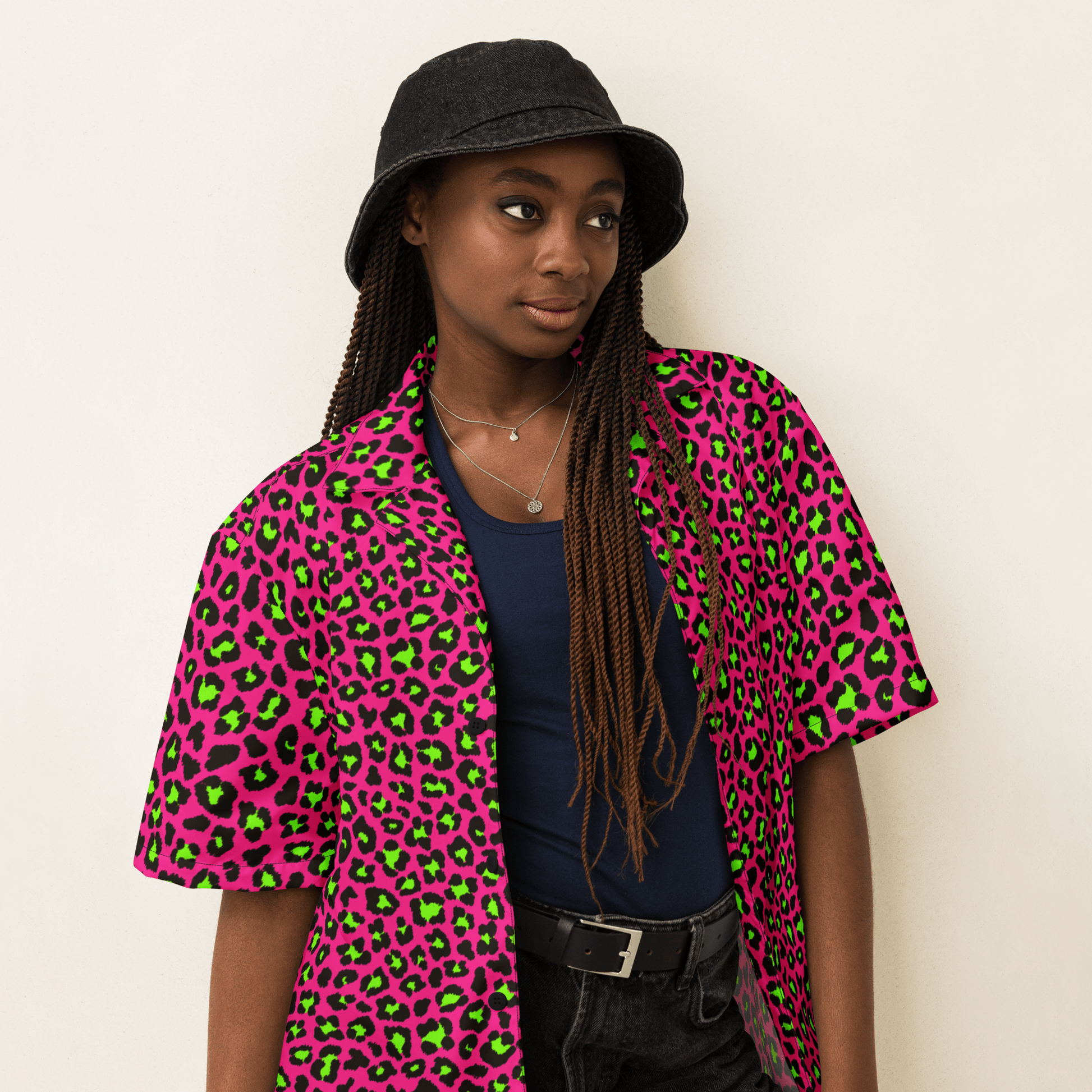 Electric Leopard Print Button-Up Shirt Goth Cloth Co.