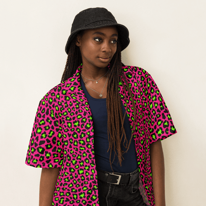 Electric Leopard Print Button-Up Shirt Goth Cloth Co.