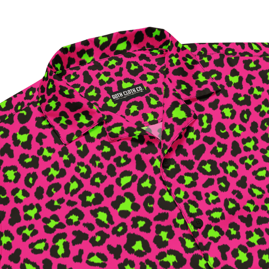 Electric Leopard Print Button-Up Shirt Goth Cloth Co.