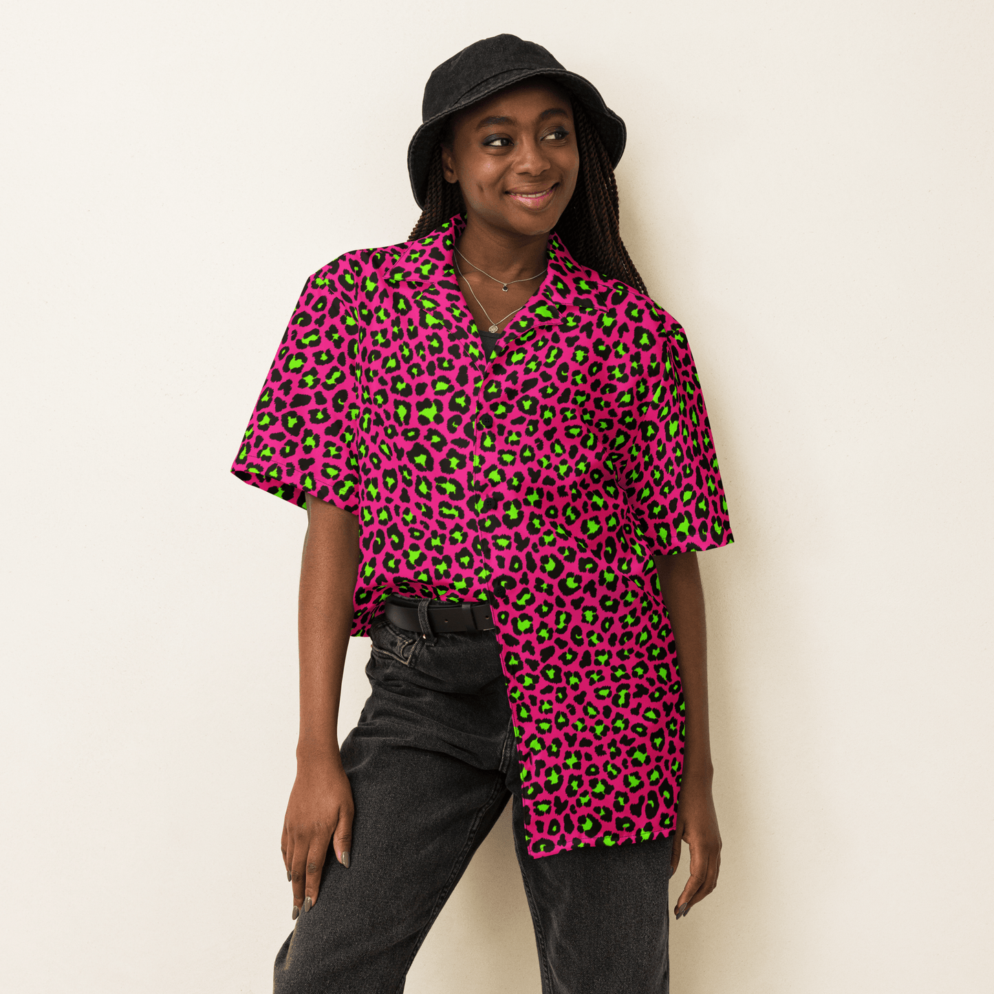 Electric Leopard Print Button-Up Shirt Goth Cloth Co.