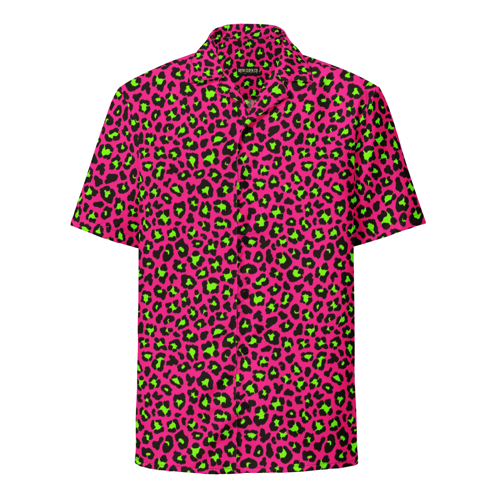 Electric Leopard Print Button-Up Shirt Goth Cloth Co.