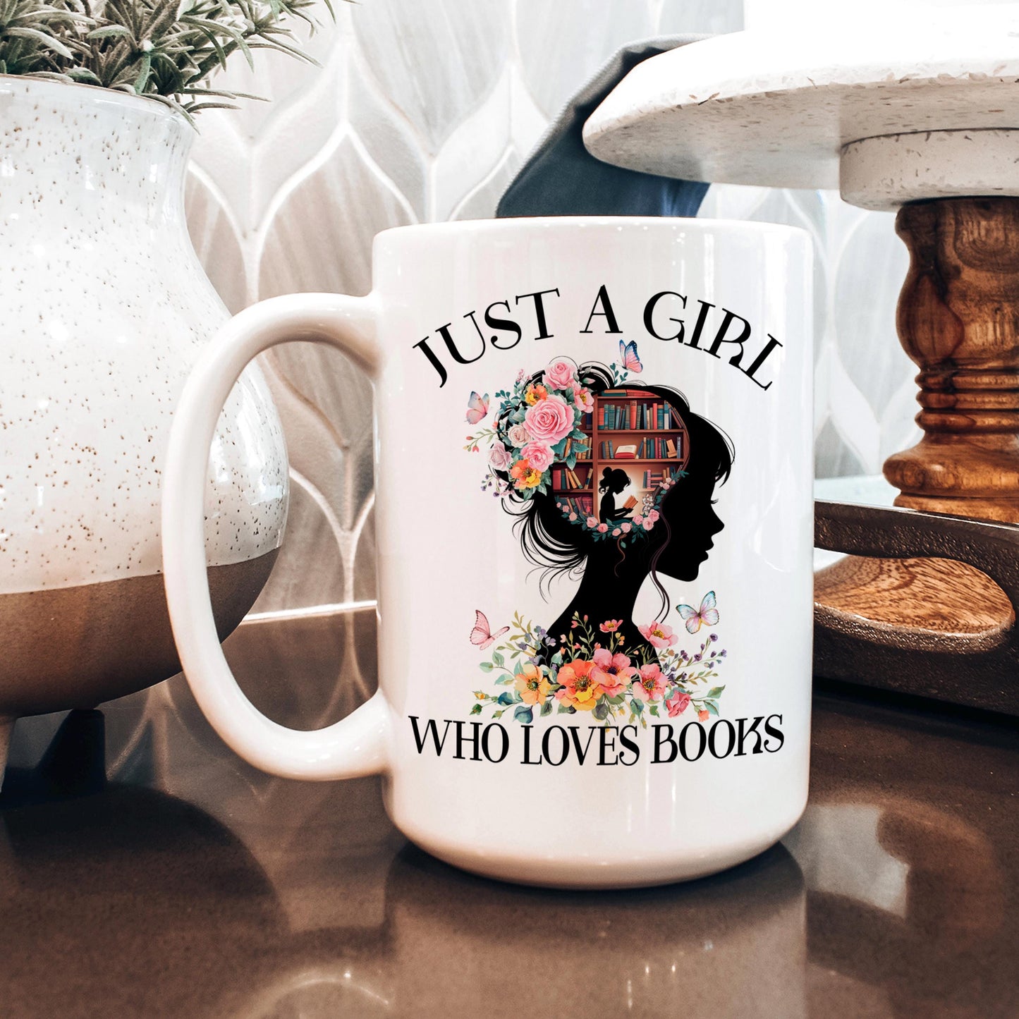 Book Lover Coffee Mug – Floral Book Mug | Ceramic, Microwave Safe Gift Joyful Moose