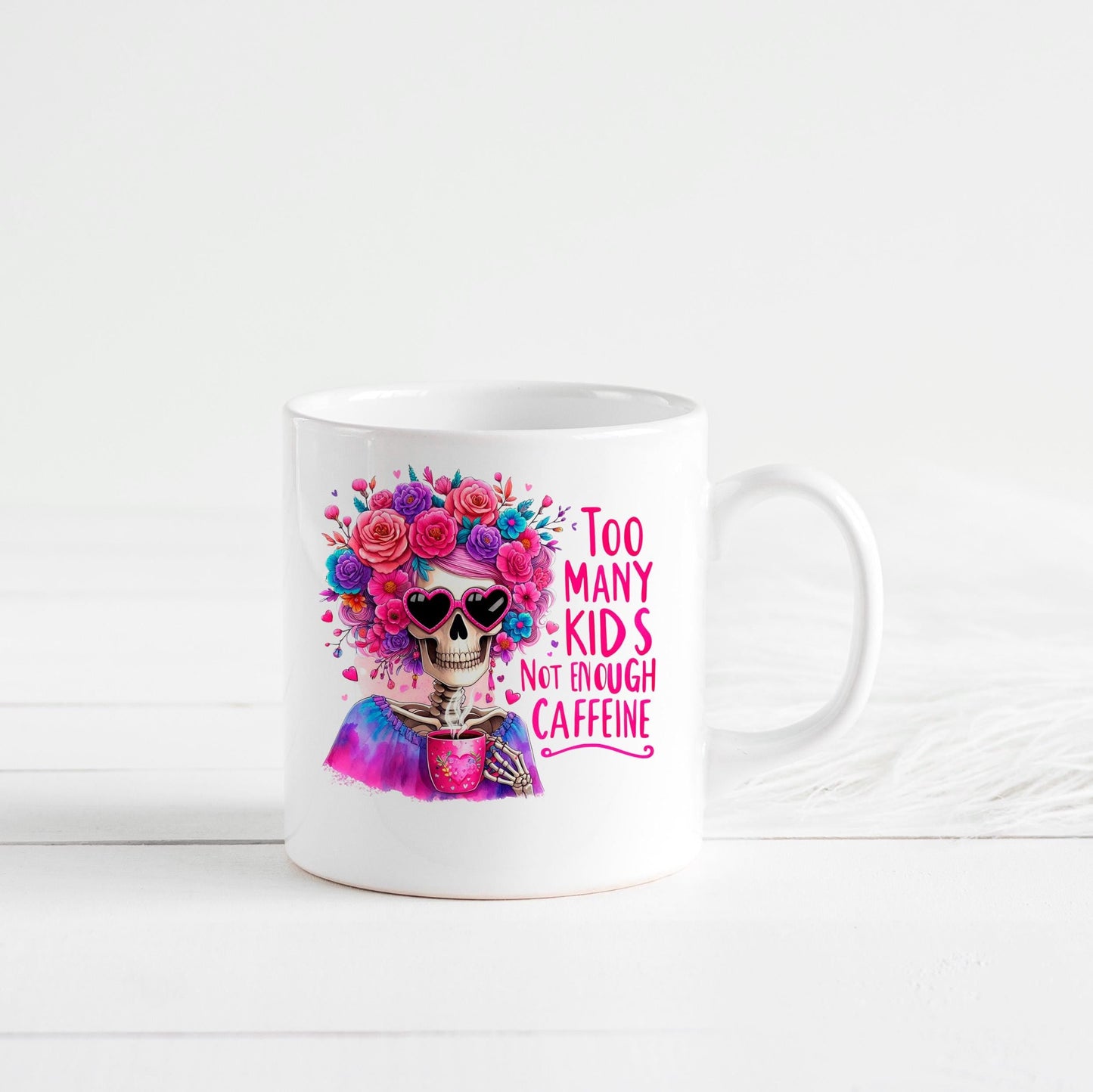 Funny Coffee Mug – Colorful Ceramic Tea Cup with Vibrant Floral Crown Design Joyful Moose