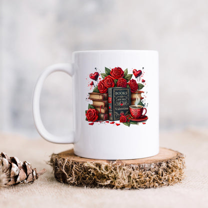 Books Are My Valentine Mug - Cozy Reading Accessory | Durable Ceramic Cup Joyful Moose