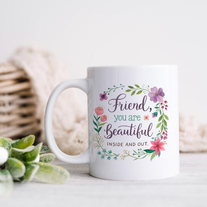 Inspirational Friend Mug – Floral Coffee Cup with Positive Affirmation for Her Joyful Moose