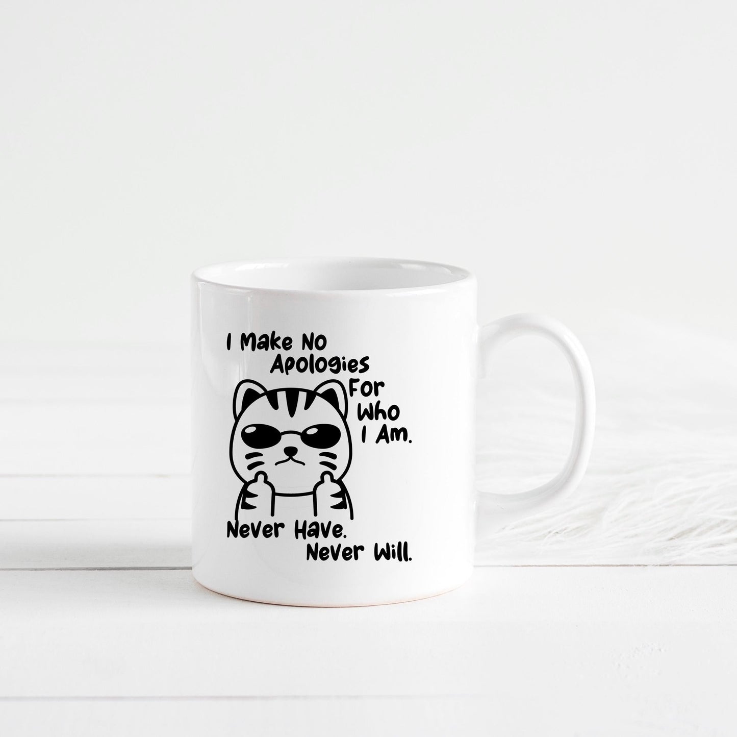 Funny Cat Coffee Mug – Ceramic 11 oz Microwave Safe Sassy Quote Mug Joyful Moose