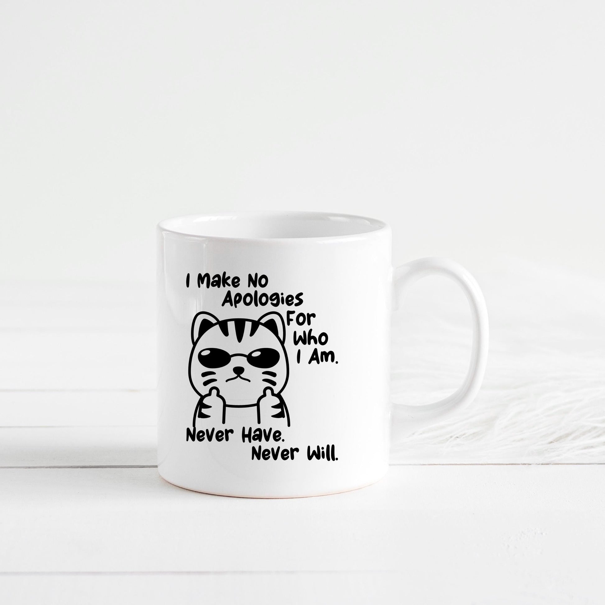 Funny Cat Coffee Mug – Ceramic 11 oz Microwave Safe Sassy Quote Mug Joyful Moose