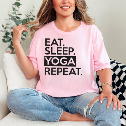 Yoga Graphic Tees Women | Eat Sleep Yoga Repeat Tee Joyful Moose
