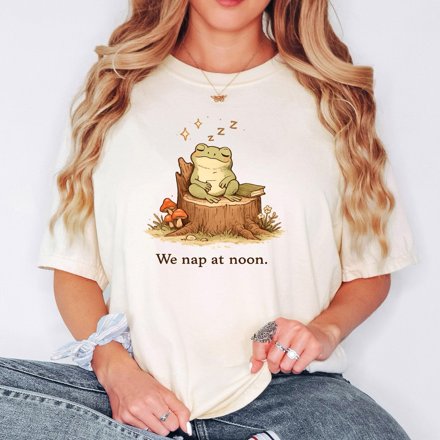 Whimsical Frog Shirt – Cute Frog Shirt With We Nap At Noon Tee, Cozy Cotton Joyful Moose