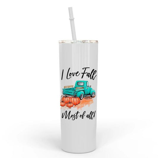 Fall Tumbler, tumbler with straw, Fall Gifts, Pumpkin Skinny Tumbler, Fall Steel Tumbler, Travel Mug Joyful Moose