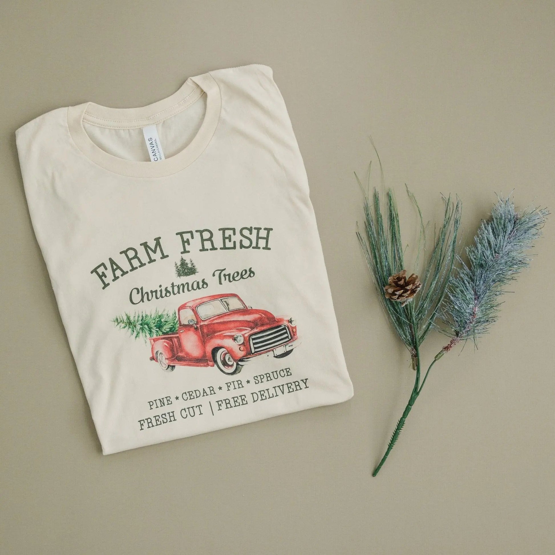 Farm Fresh Christmas Trees Tshirt, Christmas shirt, Vintage Design Red Pickup Truck christmas shirts Joyful Moose
