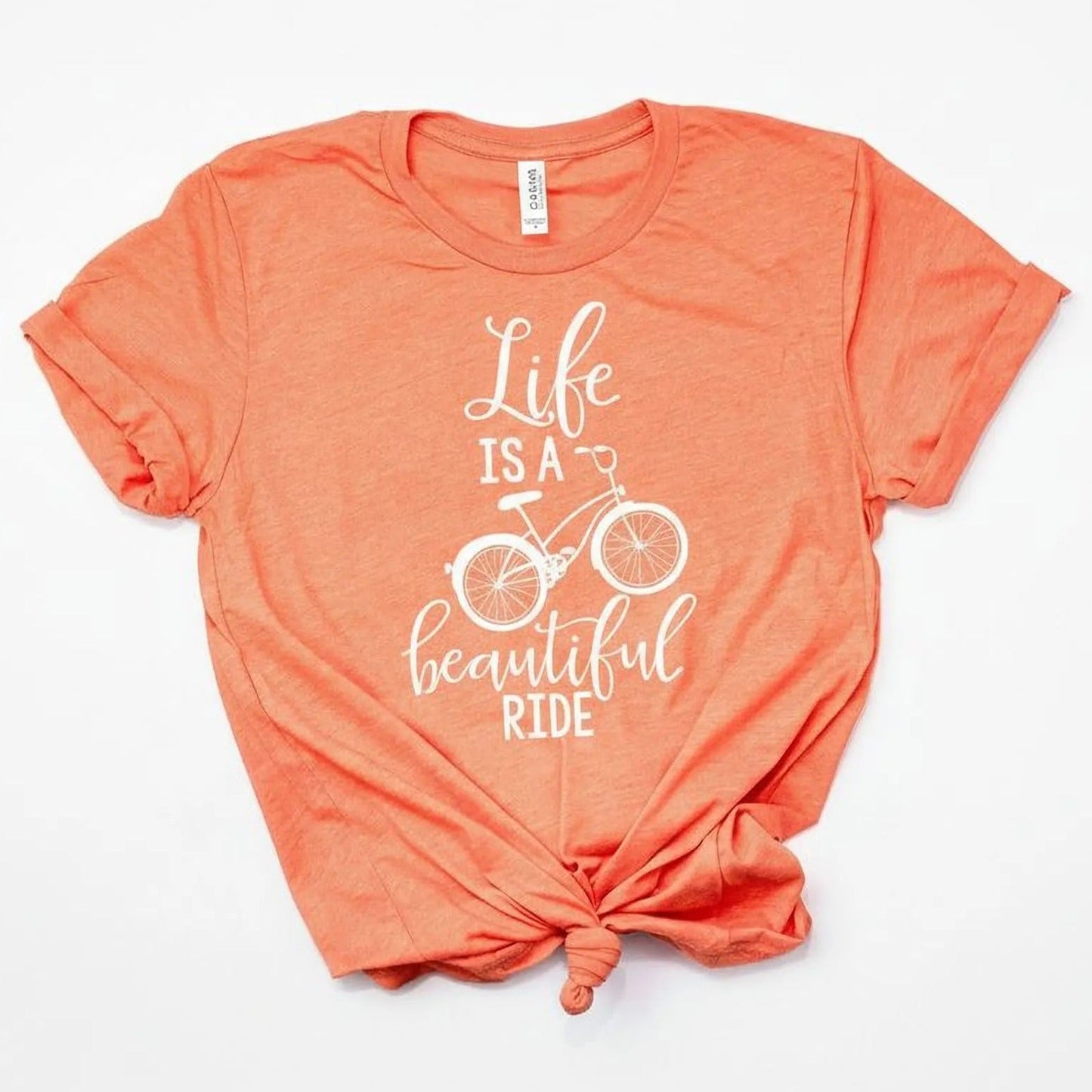 Bicycle Tshirt - Life is Beautiful Ride Quote - Graphic Tee Bicycle Gift Joyful Moose