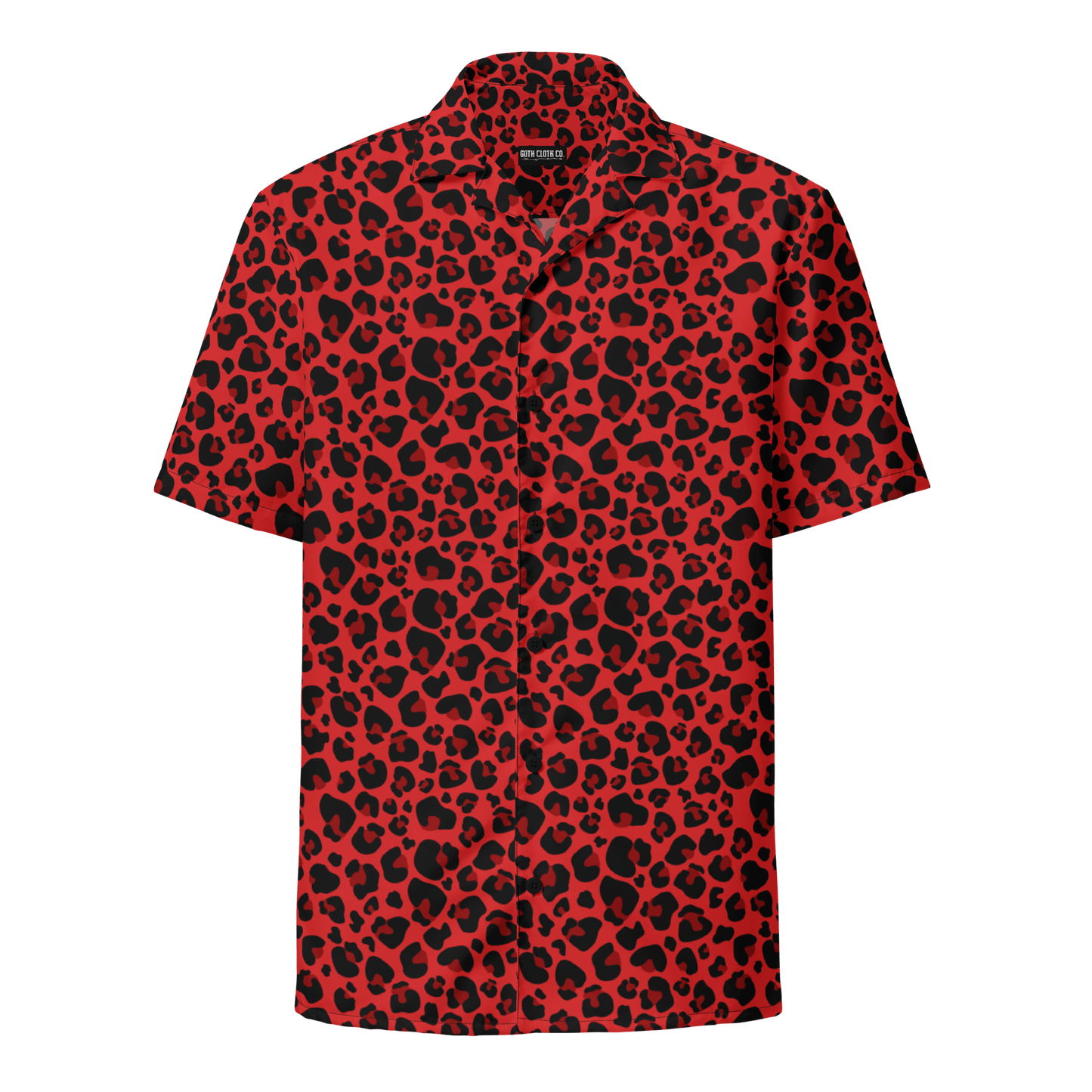 Feline Fever Red Cheetah Button-Up Shirt Goth Cloth Co.