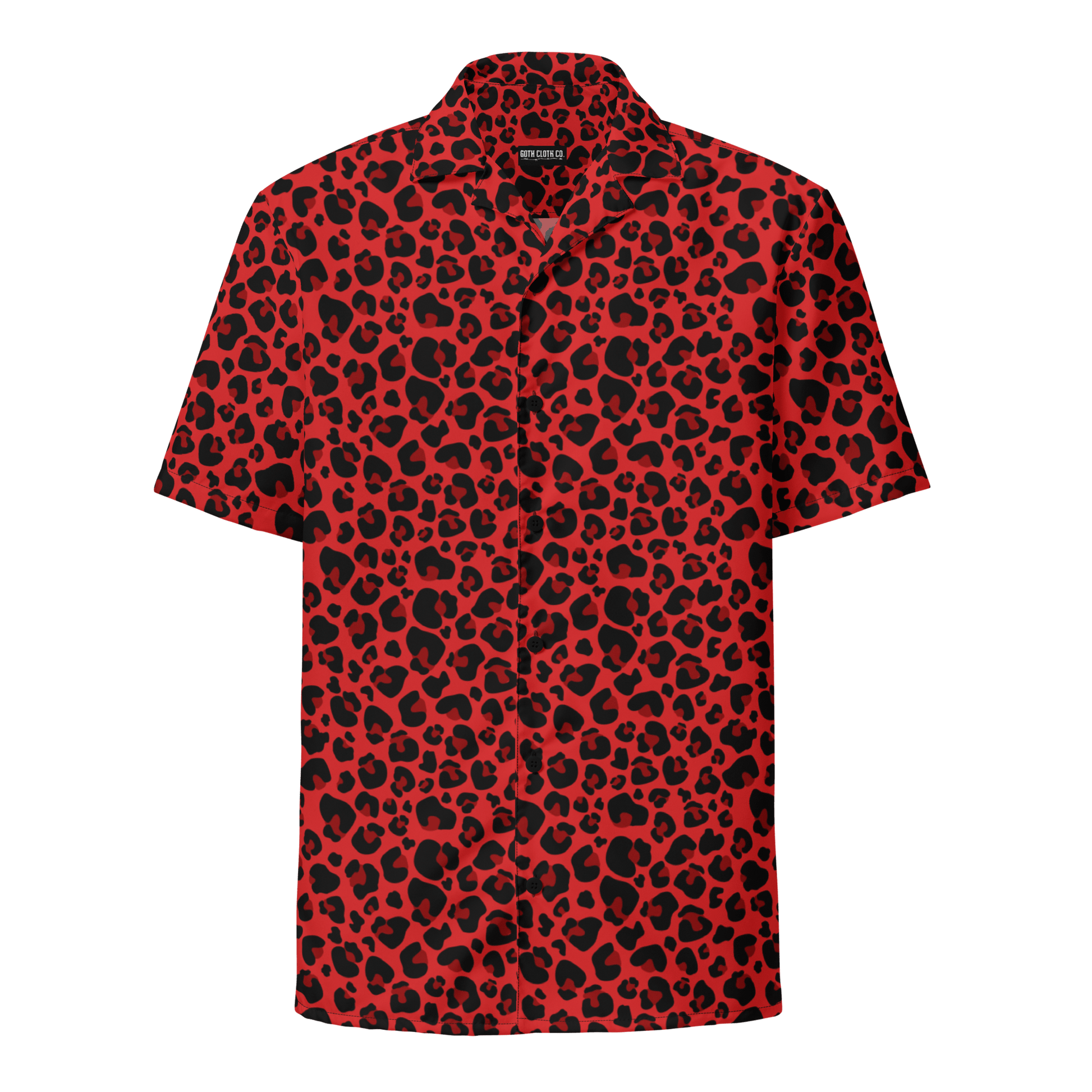 Feline Fever Red Cheetah Button-Up Shirt Goth Cloth Co.