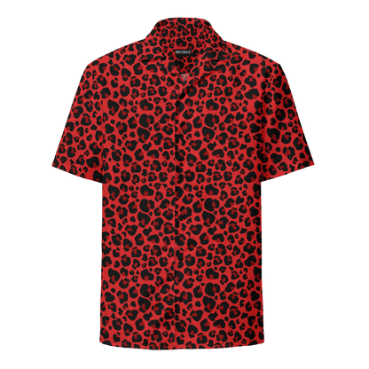 Feline Fever Red Cheetah Button-Up Shirt Goth Cloth Co.