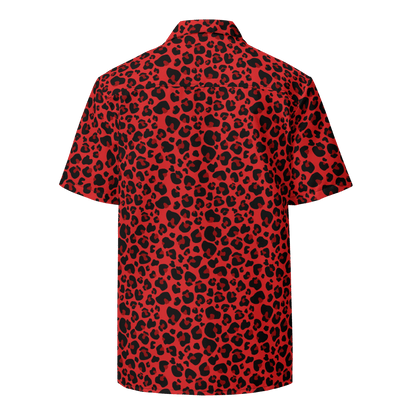 Feline Fever Red Cheetah Button-Up Shirt Goth Cloth Co.