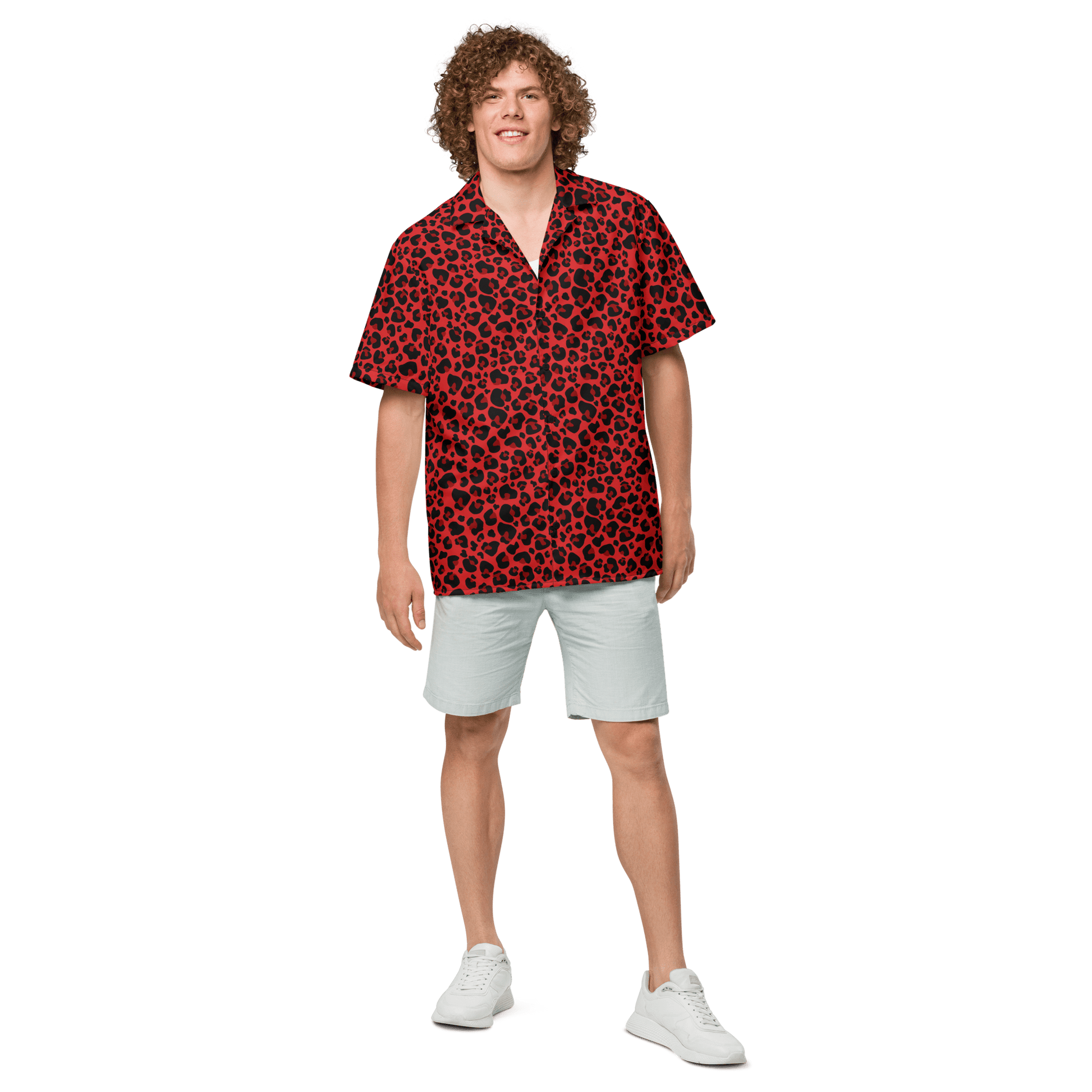 Feline Fever Red Cheetah Button-Up Shirt Goth Cloth Co.