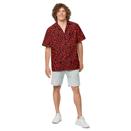 Feline Fever Red Cheetah Button-Up Shirt Goth Cloth Co.