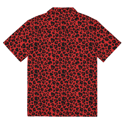 Feline Fever Red Cheetah Button-Up Shirt Goth Cloth Co.
