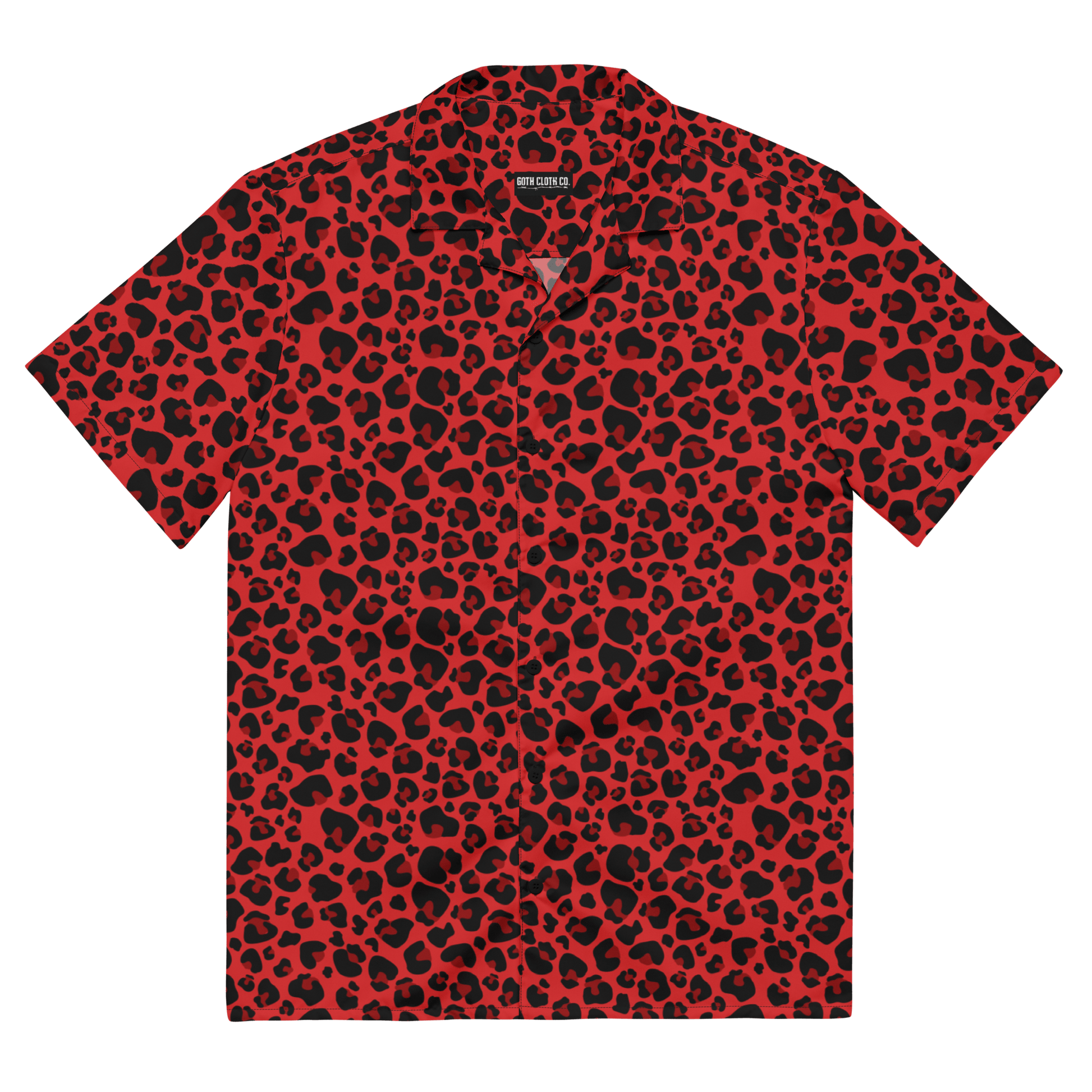Feline Fever Red Cheetah Button-Up Shirt Goth Cloth Co.
