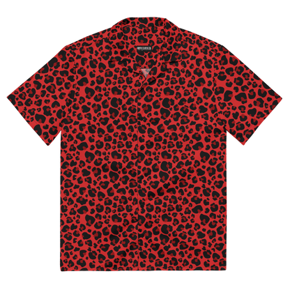 Feline Fever Red Cheetah Button-Up Shirt Goth Cloth Co.