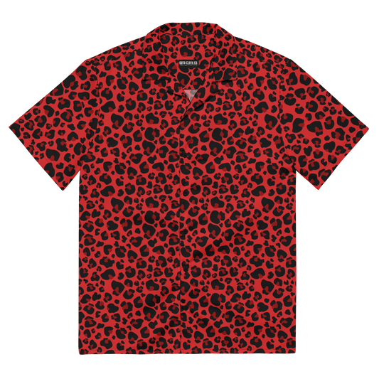 Feline Fever Red Cheetah Button-Up Shirt Goth Cloth Co.