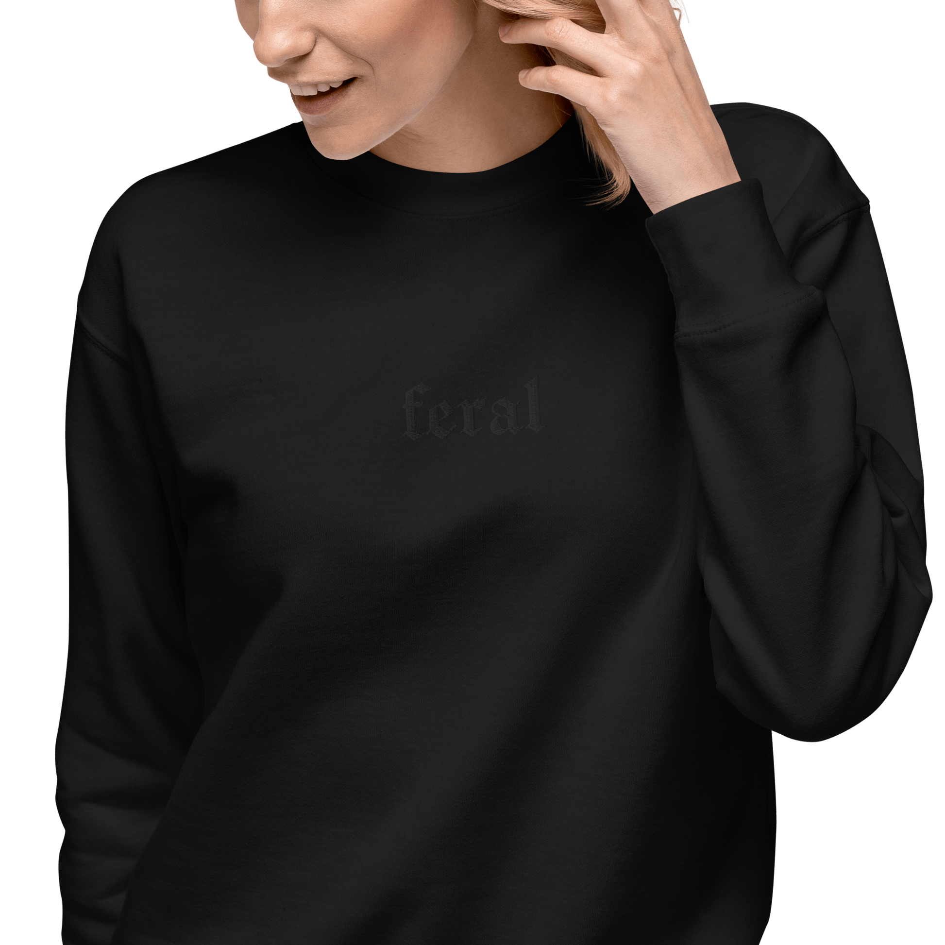 Feral Blackout Embroidered Sweatshirt Goth Cloth Co.